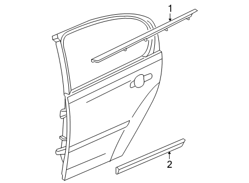 2007 Chevy Cobalt Molding Assembly, Rear Side Door Center *Olympic Wht Diagram for 15234584