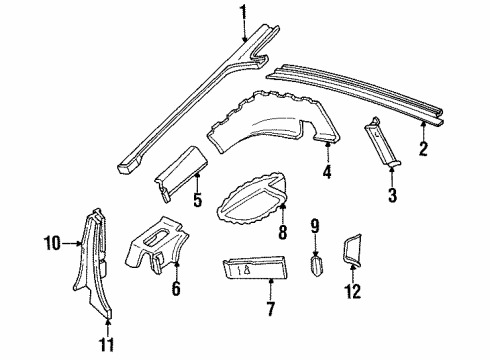 1987 Chevy Camaro Extension,Rear Window Drain Panel Diagram for 12504785