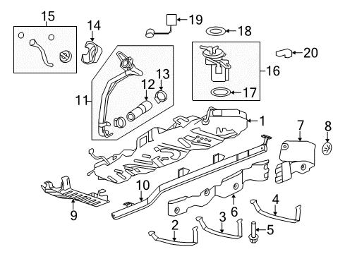 2017 GMC Acadia Limited Housing, Fuel Tank Filler Pipe Diagram for 23191810