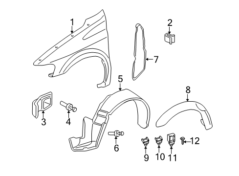 2005 Pontiac Montana Retainer, Front Fender Center Molding *Green Diagram for 10242602