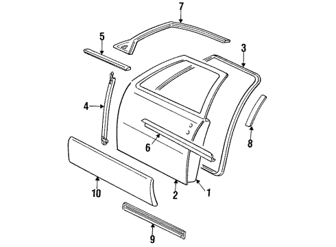 1994 Cadillac Seville Front Door & Components, Exterior Trim Diagram