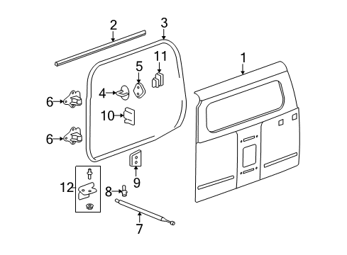 2006 Hummer H3 Reinforcement,End Gate Strut Diagram for 15813897