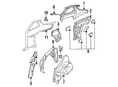 1996 Buick Skylark Inner Structure - Quarter Panel Diagram