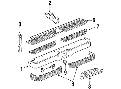 1993 Chevy C2500 Bar Assembly, Rear Bumper Imp *Chrome Diagram for 15025376