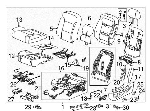 2016 GMC Sierra 1500 Driver Seat Components Diagram