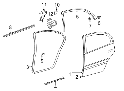 2000 Buick LeSabre Retainer, Front & Rear Side Door Window Reveal Molding *White Diagram for 25647358