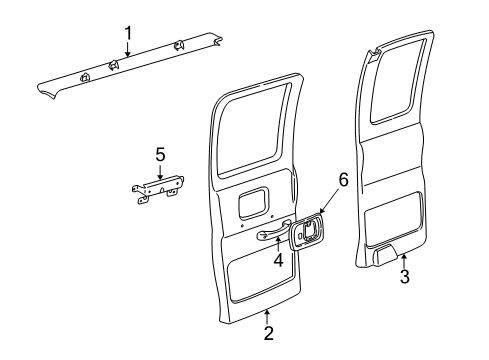 1997 Chevy Express 2500 Panel Assembly, Intermediate Side Door Trim *Dark Navy Blue Diagram for 15052688