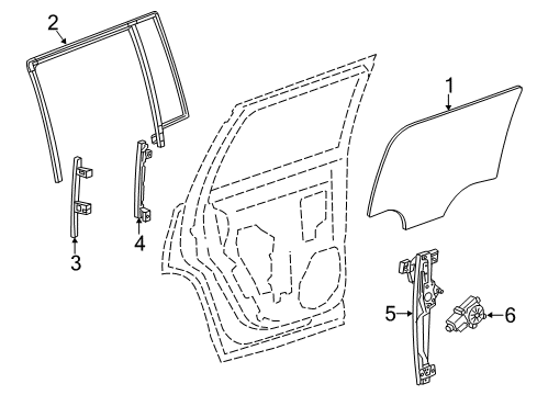 2019 Chevy Tahoe Rear Door - Glass & Hardware Diagram