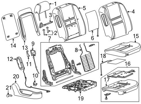 2007 Chevy Monte Carlo Cover Asm,Passenger Seat Cushion *Titanium *Titanium Diagram for 19123889