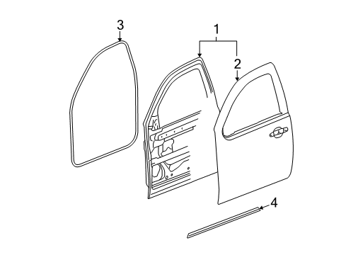 2013 GMC Yukon XL 1500 Front Door, Body Diagram