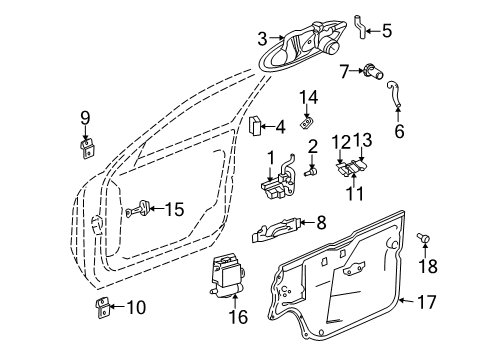 2003 Cadillac Seville Rod Assembly, Front Side Door Lock Cyl Diagram for 25645212