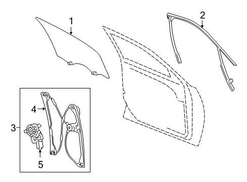 2012 Buick Regal Front Door - Glass & Hardware Diagram