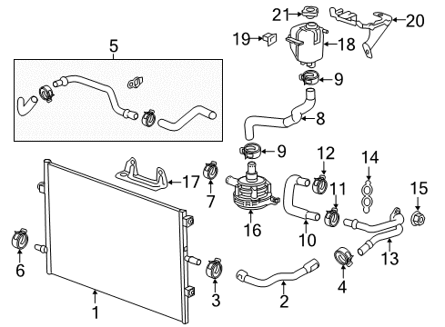 2016 Chevy Malibu Radiator & Components Diagram