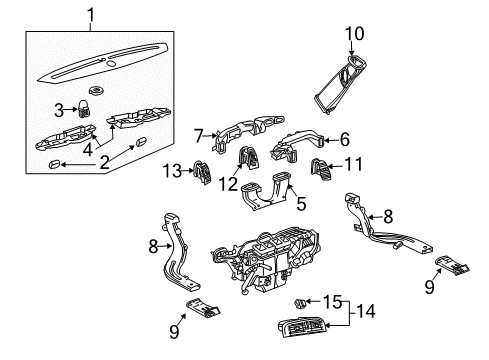 2006 Cadillac SRX Duct Assembly, Floor Rear Air Outlet (Lh) Diagram for 25763803