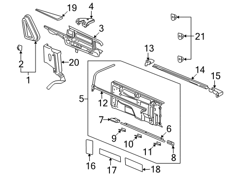 2007 Chevy Avalanche Bracket,Pick Up Box Cover Side Rail W/Screw Diagram for 88937330