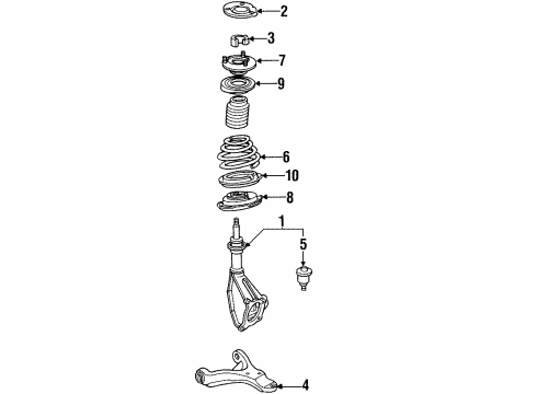 1996 Pontiac Grand Prix Front Suspension, Control Arm, Stabilizer Bar Diagram 1 - Thumbnail