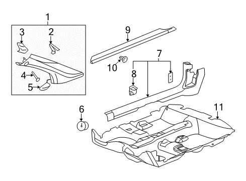 2006 Chevy Cobalt Interior Trim - Pillars, Rocker & Floor Diagram 1 - Thumbnail