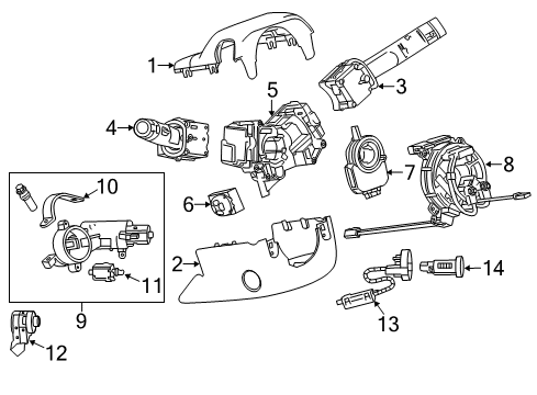 2014 Chevy Impala Switch Assembly, Windshield Wiper & Windshield Washer Diagram for 23307660