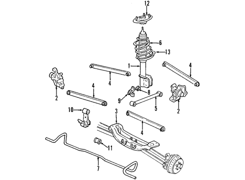 1997 Oldsmobile Cutlass Insulator,Rear Stabilizer Shaft Link Diagram for 10270252