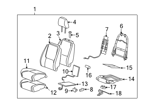 2008 Pontiac Torrent Lumbar Asm,Driver Seat Back Diagram for 89046318