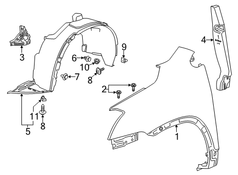 2017 Chevy Trax Bracket Assembly, Front Fender Front Diagram for 42334480