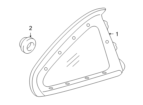 2005 Pontiac GTO Quarter Panel - Glass & Hardware Diagram