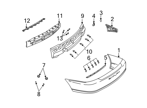 2003 Saturn L300 Rear Bumper Diagram