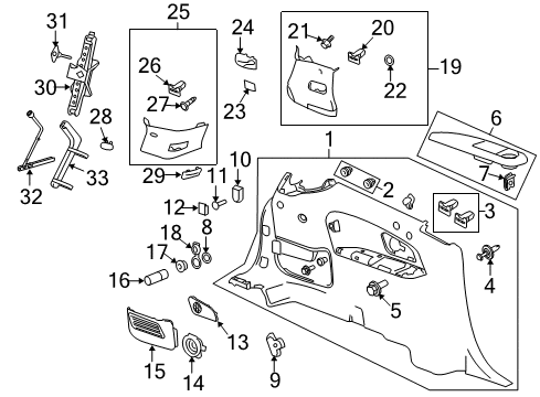 2014 Chevy Traverse Quarter Panels Interior Trim, Jack & Components Diagram