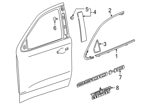 2023 Chevy Silverado 3500 HD Exterior Trim - Front Door Diagram