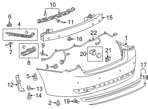 2016 Chevy Cruze Guide Assembly, Rear Bumper Fascia Outer Diagram for 94833090