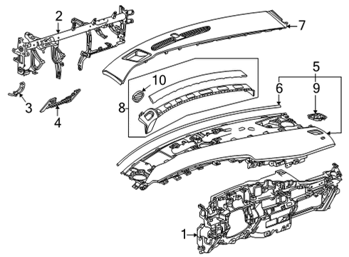 2023 Cadillac Escalade ESV Panel Assembly, I/P Upr Tr *Black Diagram for 85133179