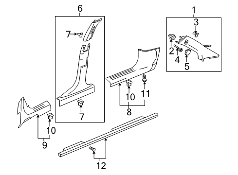 2004 Chevy Malibu Interior Trim - Pillars, Rocker & Floor Diagram 1 - Thumbnail