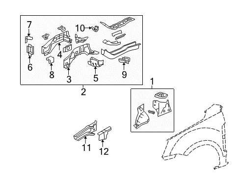 2010 Saturn Vue Inner Components - Fender Diagram