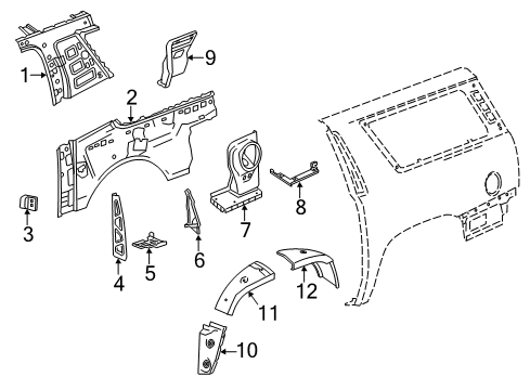 2017 Chevy Suburban Baffle Assembly, Quarter Lower Panel Diagram for 23470084