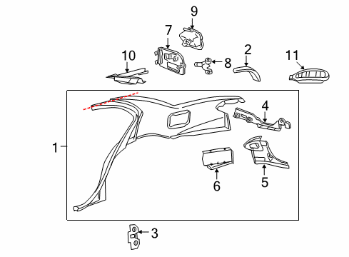 1999 Chevy Cavalier Quarter Panel & Components Diagram 3 - Thumbnail