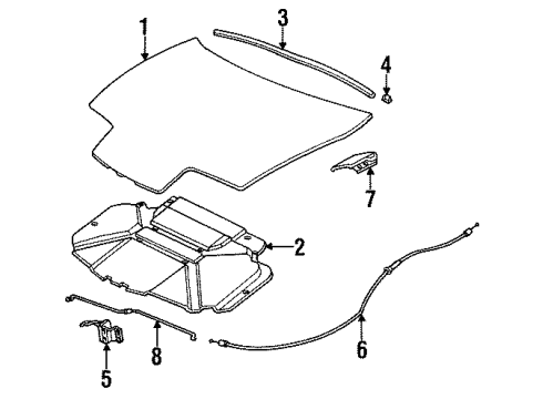 1993 Saturn SC2 Hood & Components, Body Diagram