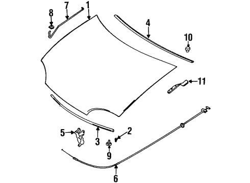 2001 Chevy Metro Cable,Hood Primary Latch Release Diagram for 30013849