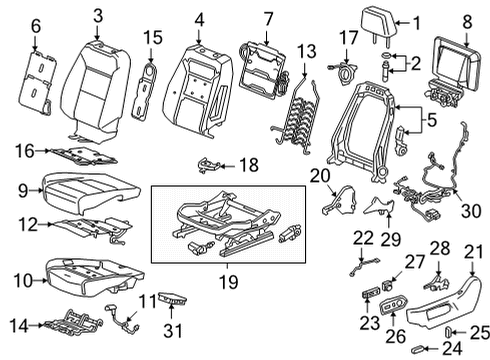 2023 Chevy Tahoe Driver Seat Components Diagram