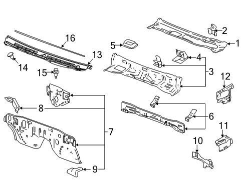 2011 GMC Canyon Cab Cowl Diagram 1 - Thumbnail