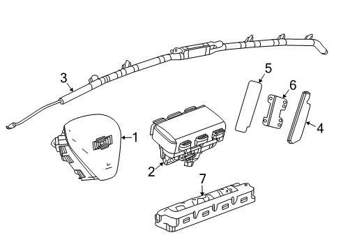 2017 Chevy Cruze Airbag Assembly, Front & Rear Row R/Rail Diagram for 39058586