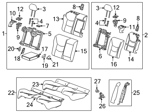 2016 Chevy Volt Bolster Assembly, Rear Seat Back *Jet Black Diagram for 23380714