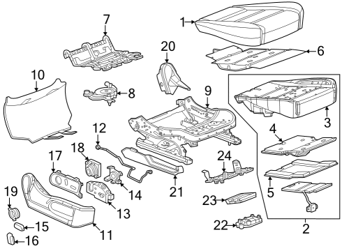 2024 GMC Sierra 3500 HD Passenger Seat Components Diagram 2 - Thumbnail