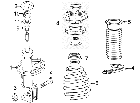 2012 Buick Verano Cup,Front Suspension Mount Upper Diagram for 13315747