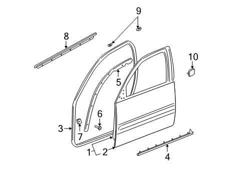 2004 Pontiac Bonneville Panel, Front Side Door Outer Diagram for 25767796