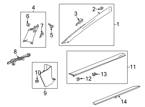 2014 Cadillac ELR Molding Assembly, Body Side Front Window Garnish *Cashmere E Diagram for 22969947