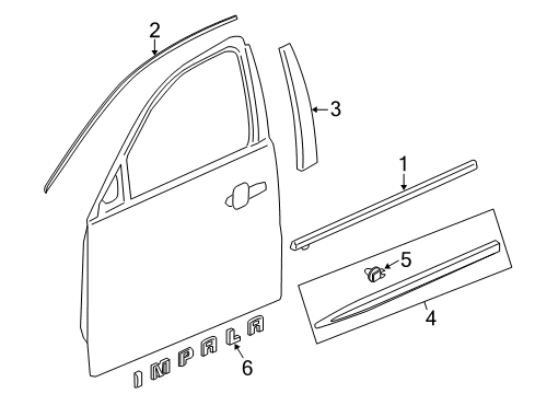 2016 Chevy Impala Exterior Trim - Front Door Diagram