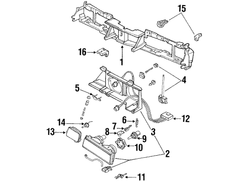 1988 Pontiac 6000 Lens,Headlamp (W/Housing) Diagram for 16507563