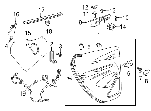 2021 Chevy Bolt EV Interior Trim - Rear Door Diagram