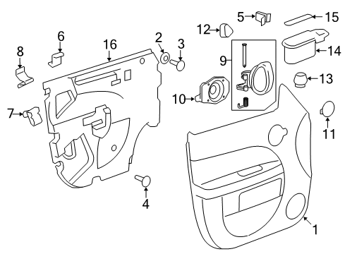 2011 Chevy HHR Interior Trim - Front Door Diagram