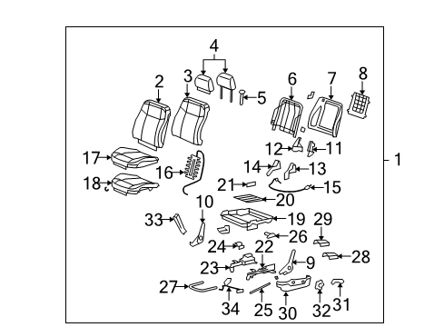 2007 Hummer H3 Adjuster,Driver Seat Outer Diagram for 10388137